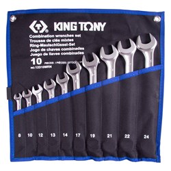 Набор комбинированных ключей, 8-24 мм, чехол из теторона, 10 предметов KING TONY 12D10MRN TONY - фото 677387