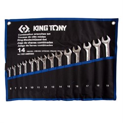Набор комбинированных ключей, 6-19 мм, чехол из теторона, 14 предметов KING TONY 12D14MRN05 TONY - фото 677391