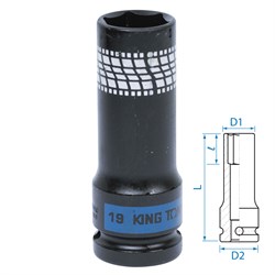 Головка торцевая ударная глубокая 1/2", 19 мм, тонкостенная KING TONY 441519M TONY - фото 679998