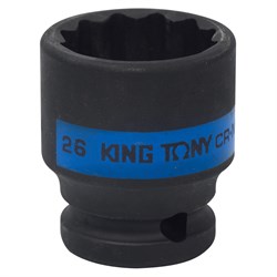 Головка торцевая ударная двенадцатигранная 1/2", 26 мм KING TONY 453026M TONY - фото 680122