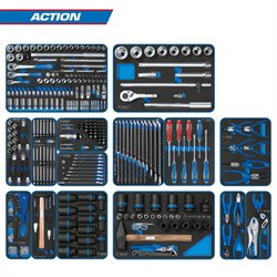 Набор инструментов "ACTION" для тележки, 15 ложементов, 327 предметов KING TONY 934-327MRVD TONY - фото 681989