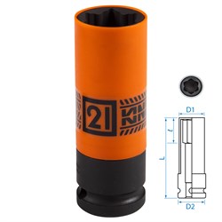 Головка для секретных болтов Hyundai, KIA ударная 1/2", 21 мм KING TONY 9BW4502 TONY - фото 682222