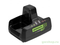 Быстрое зарядное устройство для двух аккумуляторов GREENWORKS G60DC10, 60V, 10А Greenworks 2954407 - фото 685538