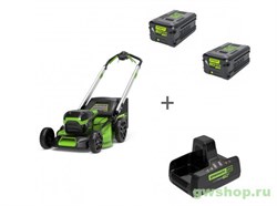 Комплект: Газонокосилка самоходная аккумуляторная 60V GREENWORKS GD60LM51SP + 2 Аккумулятора G60B4 + Быстрое зарядное устройство G60DC10 Greenworks 25143071 - фото 686280