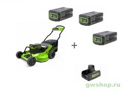 Комплект: Газонокосилка аккумуляторная GREENWORKS, 82V, 76см, самоходная, бесщеточная, без АКБ и ЗУ + 3 Аккумулятора G82B8 + Зарядное устройство G82C2 Greenworks 25192072 - фото 686337