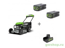 Комплект: Газонокосилка аккумуляторная Greenworks LM221S, без АКБ и ЗУ + 2 Аккумулятора G82B8 + Зарядное устройство G82C2 Greenworks 25194072 - фото 686366