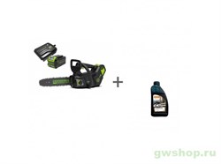 Пила цепная аккумуляторная G-MAX 40V GREENWORKS GD40TCSK4 с АКБ 4АЧ и ЗУ + масло в подарок! Greenworks 2003807UB, 70285160000 - фото 686762