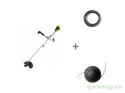 Триммер аккумуляторный G-MAX 40V GREENWORKS GD40BCB с АКБ 5 Ач и ЗУ + леска + головка в подарок! Greenworks 2105707UG, 2926607, 2926507 - фото 687152