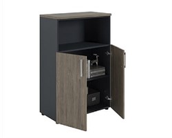 Шкаф ПРАКТИК NW 1280/2 полузакрытый темный орех/антрацит К35599351217 - фото 709618