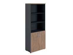 Шкаф ПРАКТИК NW 2080/2 полузакрытый темный орех/антрацит К35599352017 - фото 709623