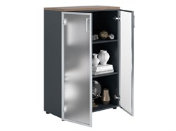 Шкаф ПРАКТИК NW 1280/2G со стеклом темный орех/антрацит К35599381217 - фото 709649