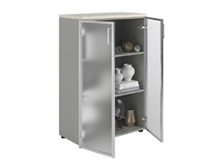 Шкаф ПРАКТИК NW 1280/2G со стеклом белое дерево/серый К35599381218 - фото 709651