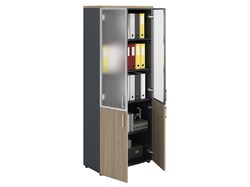 Шкаф ПРАКТИК NW 2080/2G со стеклом вяз натуральный/антрацит К35599382016 - фото 709653