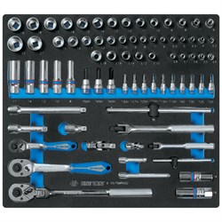 Набор торцевых головок 1/4", 3/8" с принадлежностями, ложемент, 75 предметов KING TONY 9-5575MRV02 TONY - фото 714823