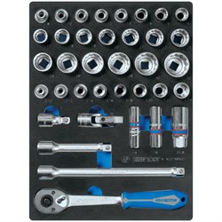 Набор торцевых головок 1/2" с принадлежностями, двенадцатигранные, ложемент, 37 предметов KING TONY 9-4037MRV01 TONY - фото 714834