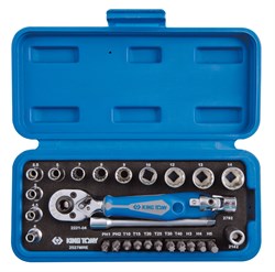 Набор торцевых головок с принадлежностями 1/4", двенадцатигранные, 4-14 мм, 27 предметов KING TONY 2027MRE TONY - фото 714910