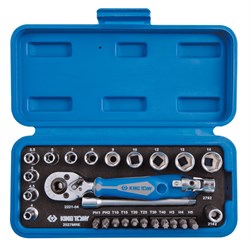Набор торцевых головок с принадлежностями 1/4", шестигранные, 4-14 мм, 27 предметов KING TONY 2527MRE TONY - фото 714911
