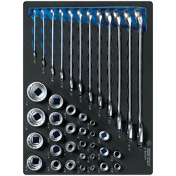 Набор комбинированных ключей, набор торцевых головок 1/4", 3/8", 1/2", ложемент, 40 предметов KING TONY 9-9040SRV TONY - фото 714924