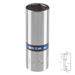 Головка торцевая глубокая шестигранная 1/4", 13 мм KING TONY 223513M TONY - фото 715060