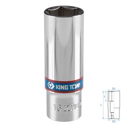 Головка торцевая глубокая шестигранная 3/8", 16 мм KING TONY 323516M TONY - фото 715064