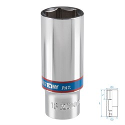 Головка торцевая глубокая шестигранная 3/8", 18 мм KING TONY 323518M TONY - фото 715066