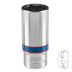 Головка торцевая глубокая шестигранная 3/8", 21 мм KING TONY 323521M TONY - фото 715068