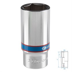 Головка торцевая глубокая шестигранная 3/8", 22 мм KING TONY 323522M TONY - фото 715069