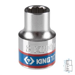 Головка торцевая стандартная двенадцатигранная 3/8", 8 мм KING TONY 333008M TONY - фото 715085
