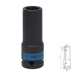 Головка торцевая ударная глубокая шестигранная 1/2", 17 мм KING TONY 443517M TONY - фото 715125