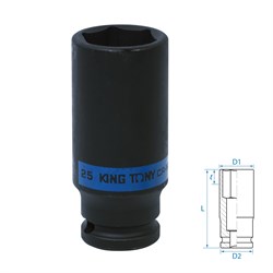 Головка торцевая ударная глубокая шестигранная 1/2", 25 мм KING TONY 443525M TONY - фото 715137