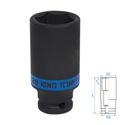 Головка торцевая ударная глубокая шестигранная 1/2", 28 мм KING TONY 443528M TONY - фото 715142