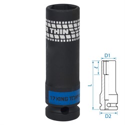 Головка торцевая ударная глубокая 1/2", 17 мм, тонкостенная KING TONY 441517M TONY - фото 715166