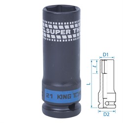 Головка торцевая ударная глубокая 1/2", 21 мм, тонкостенная KING TONY 441521M TONY - фото 715168
