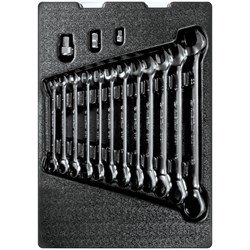 Набор комбинированных трещоточных ключей, 8-22 мм, ложемент, 15 предметов KING TONY 9-10115MR TONY - фото 715201