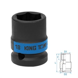 Головка торцевая ударная шестигранная 1/2", 18 мм KING TONY 453518M TONY - фото 715299