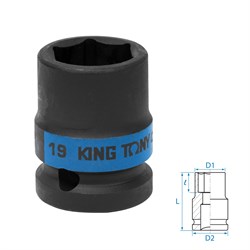 Головка торцевая ударная шестигранная 1/2", 19 мм KING TONY 453519M TONY - фото 715301
