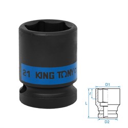 Головка торцевая ударная шестигранная 1/2", 21 мм KING TONY 453521M TONY - фото 715305