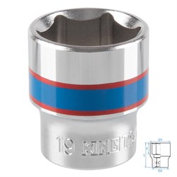 Головка торцевая стандартная шестигранная 3/8", 19 мм KING TONY 333519M TONY - фото 715453