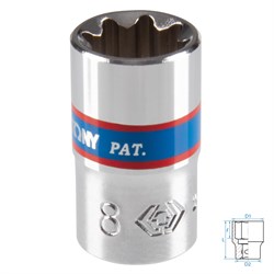 Головка торцевая восьмигранная 1/4", 8 мм KING TONY 231008M TONY - фото 715500