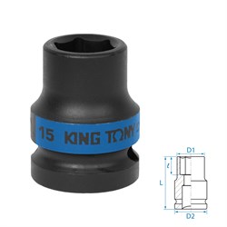 Головка торцевая ударная шестигранная 1/2", 15 мм KING TONY 453515M TONY - фото 715503
