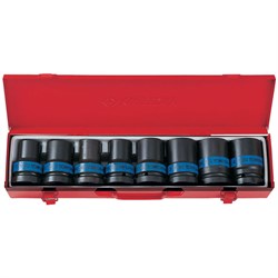 Набор ударных торцевых головок 1", шестигранные, тонкостенные, 17-41 мм, 8 предметов KING TONY 8408MP TONY - фото 715504