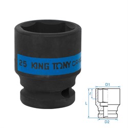 Головка торцевая ударная шестигранная 1/2", 25 мм KING TONY 453525M TONY - фото 715507