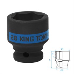 Головка торцевая ударная шестигранная 1/2", 28 мм KING TONY 453528M TONY - фото 715508