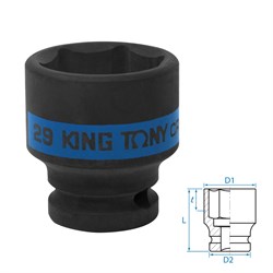 Головка торцевая ударная шестигранная 1/2", 29 мм KING TONY 453529M TONY - фото 715509