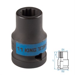 Головка торцевая ударная двенадцатигранная 1/2", 11 мм KING TONY 453011M TONY - фото 715513