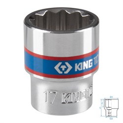 Головка торцевая стандартная двенадцатигранная 3/8", 17 мм KING TONY 333017M TONY - фото 715605