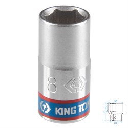 Головка торцевая стандартная шестигранная 1/4", 8 мм KING TONY 233508M TONY - фото 715664