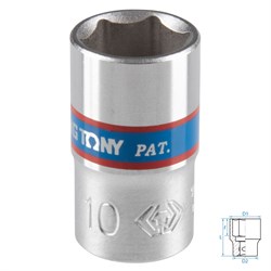 Головка торцевая стандартная шестигранная 1/4", 10 мм KING TONY 233510M TONY - фото 715670