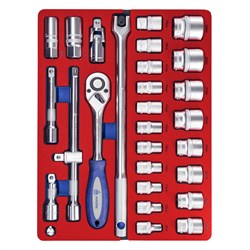 Набор торцевых головок 1/2" с принадлежностями, шестигранные, ложемент, 28 предметов МАСТАК 5-004028 5-004028 - фото 716259