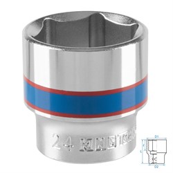 Головка торцевая стандартная шестигранная 3/8", 24 мм KING TONY 333524M Tony - фото 716407